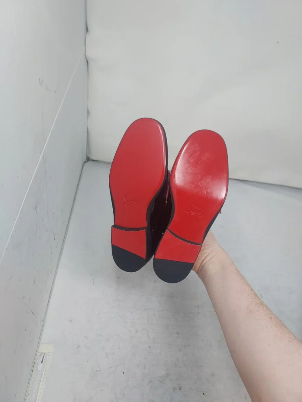Christian Louboutin Boys Black White Red Penny Loafer